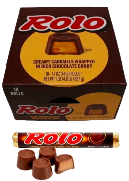 Rolo Creamy Caramel Milk Chocolate Rolls Candy 18 Ct Box a Bulk Hershey Candies