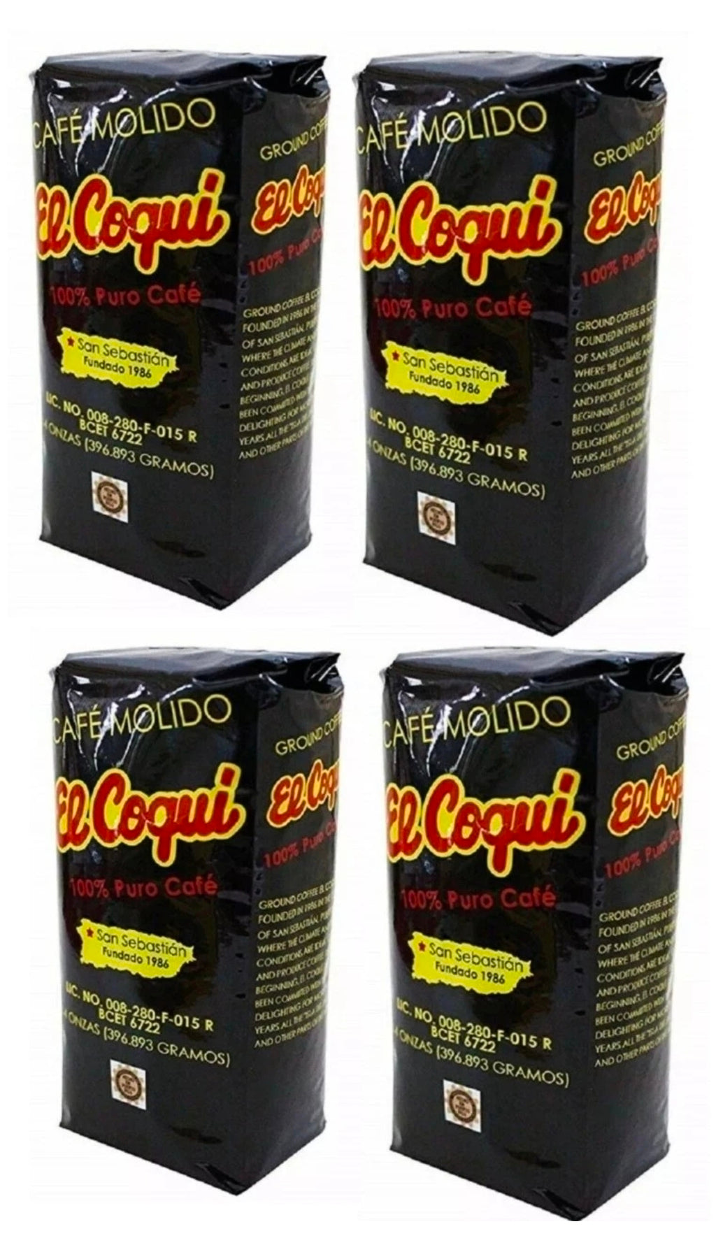 4 PACKS PUERTO RICO COFFEE CAFE EL COQUI GROUND COFFEE BAG 14 oz. MEDIUM ROAST