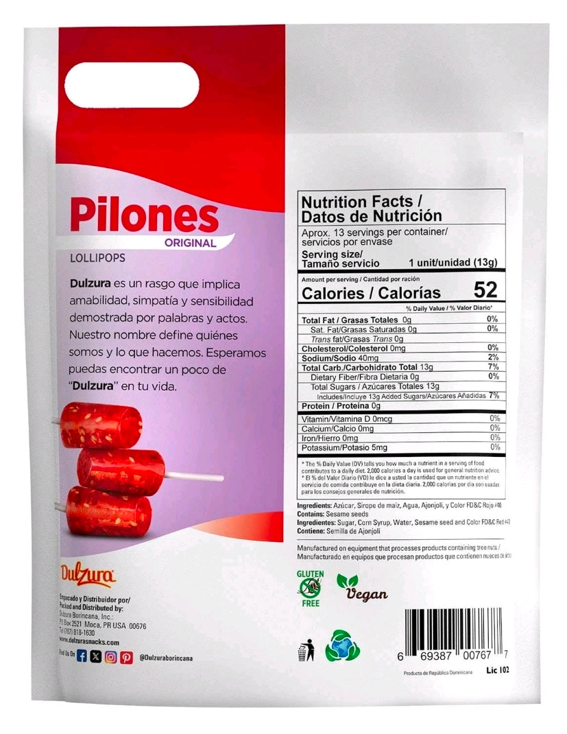 Dulzura Puerto Rican Pilones pops Family 1 Pack of 12.83 oz Gluten Free Vegan