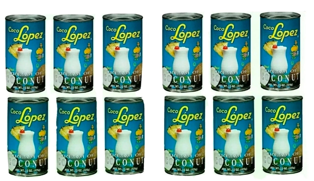 12 Cans-12 oz. Coco Lopez MIX Real Cream Of Coconut & Piña Colada MIX
