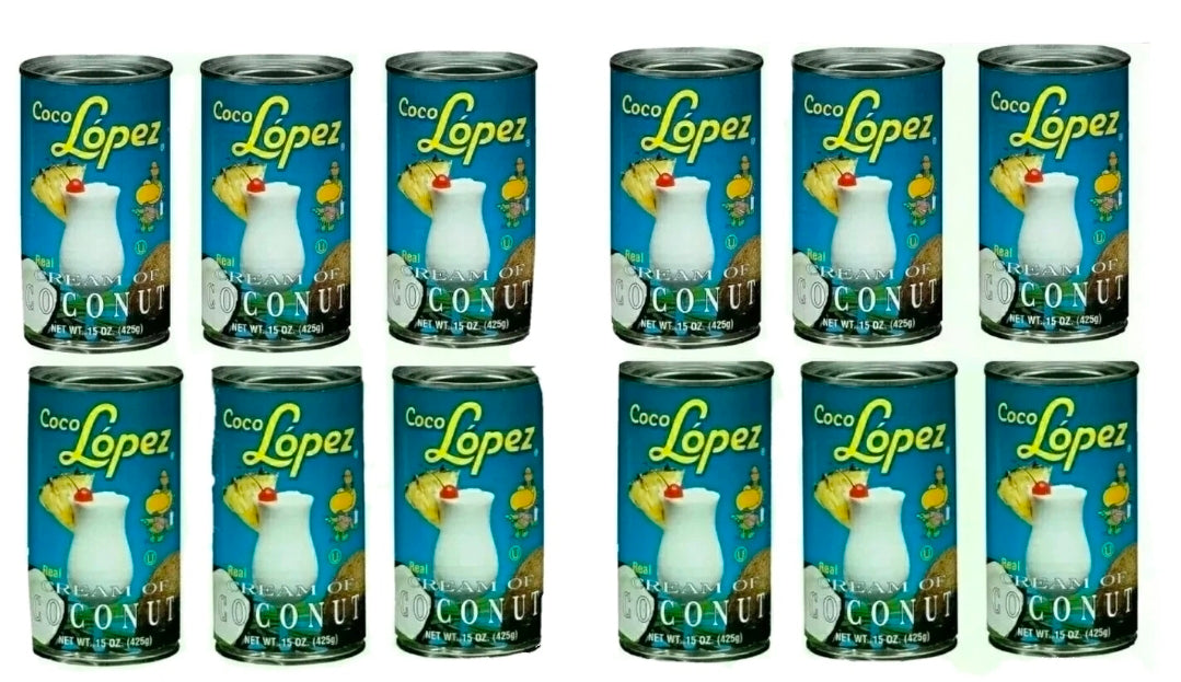 12 Cans-12 oz. Coco Lopez MIX Real Cream Of Coconut & Piña Colada MIX