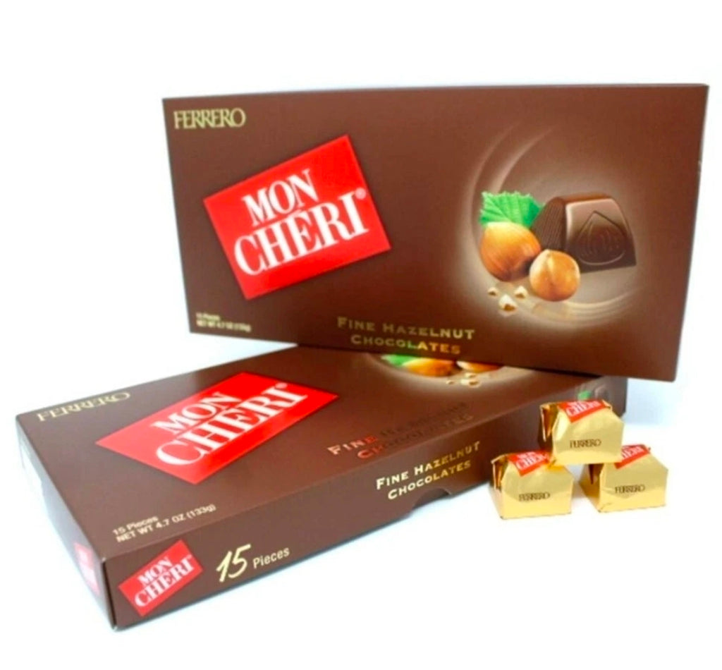 FERRERO MON CHERI FINE CHOCOLATE & HAZELNUTS 2 Packs of 15 PCS each pack Freshness Guaranteed!