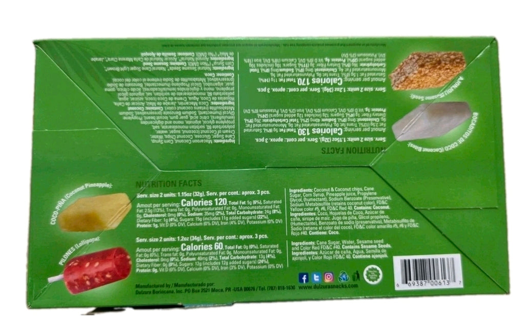 Dulzura Assortment Puerto Rico Candy Sesame seeds Bars Photo Box Gift 10 oz