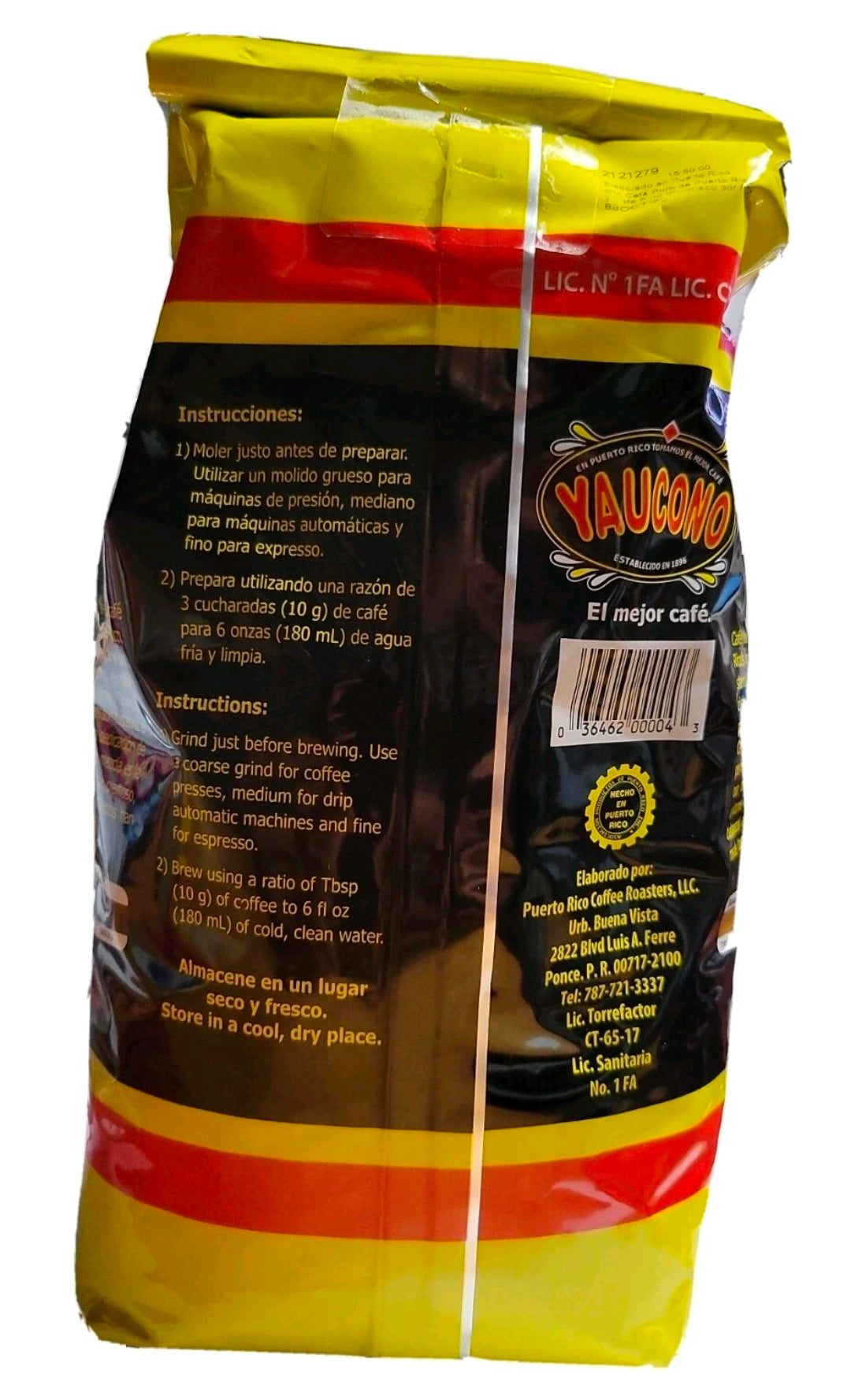 CAFE YAUCONO, MEDIUM ROAST WHOLE BEAN COFFEE 4 Bags 8 Lbs. Total