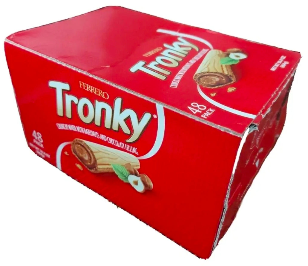 FERRERO TRONKY Crunchy Crispy Wafer with Cocoa Cream and Grain Hazelnuts 1 box-48 individual bars