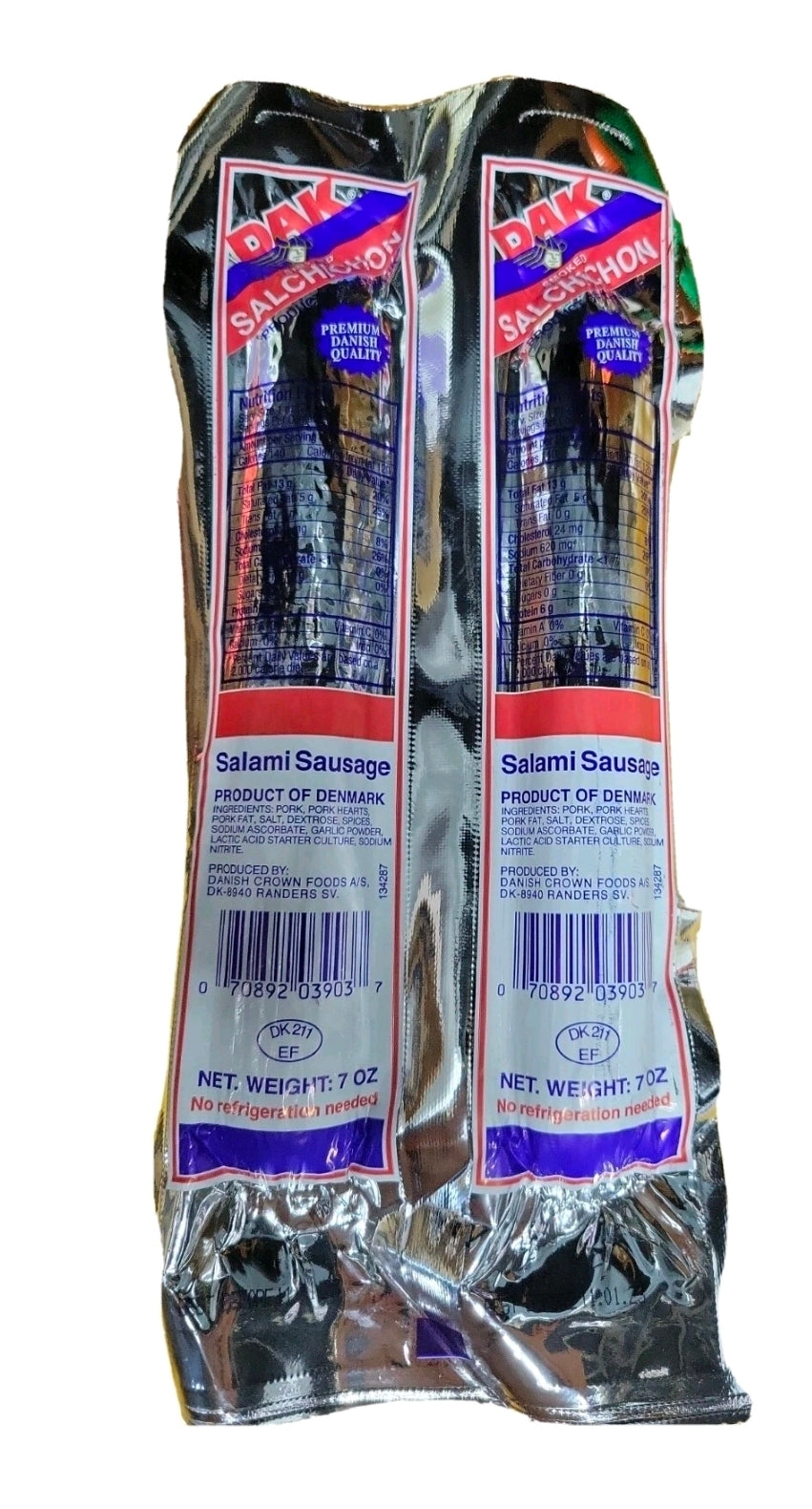 (1 PACK 7oz.ea) DAK SMOKED SALCHICHON IN SALAMI SAUSAGE COOKED READY TO EAT