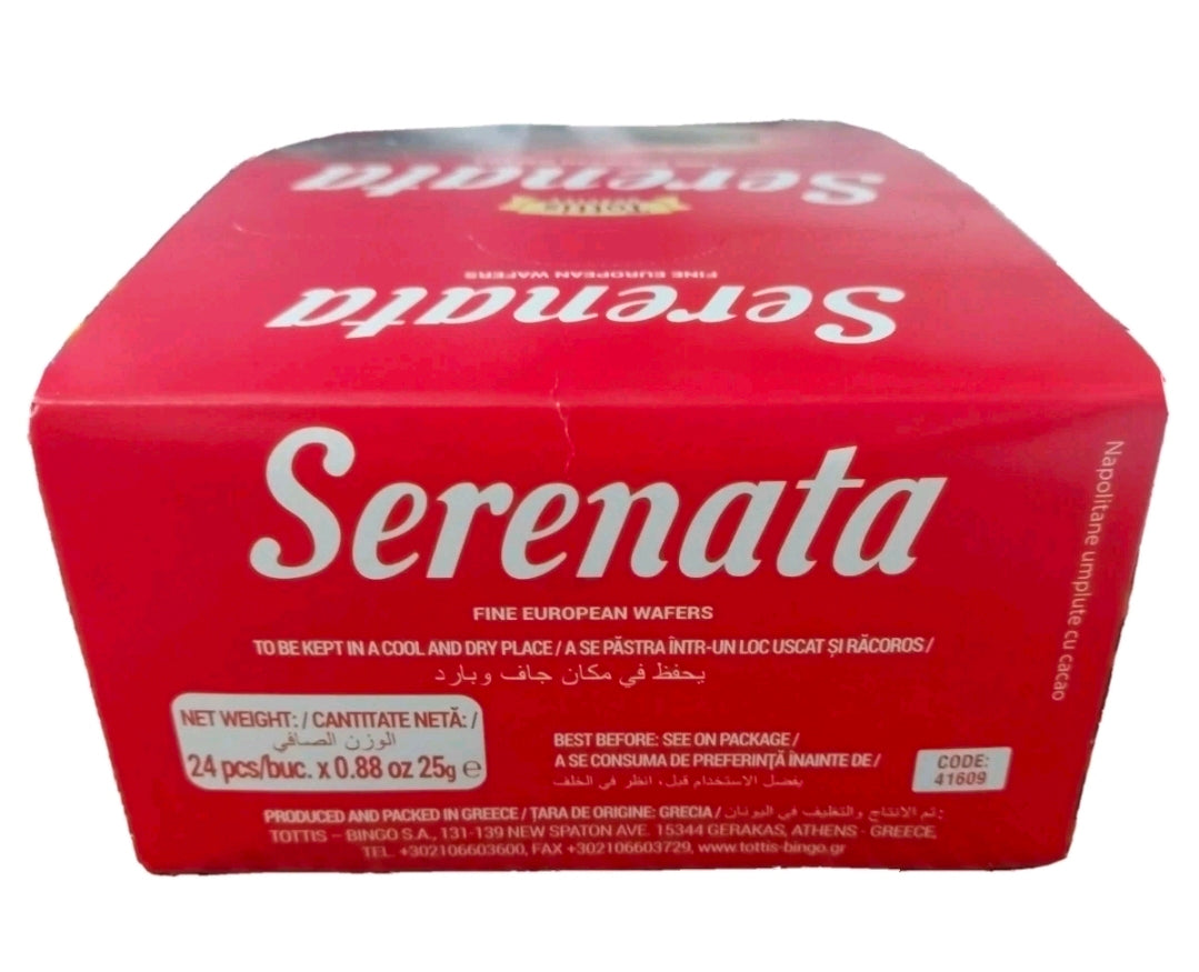 SERENATA VANILLA & CHOCOLATE FINE EURO WAFER GREEK CHOCOLATE BARS (BOX-24 PCS)