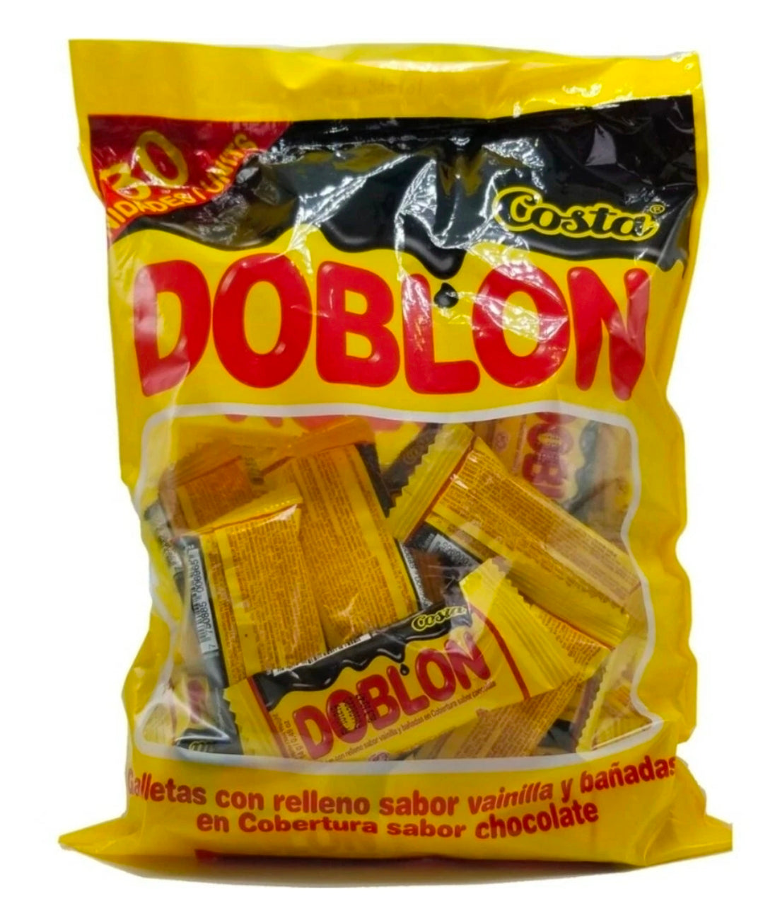 Costa Doblon Chocolate Coated Biscuit with Vanilla Cream (1 Pack of 30 Pieces)