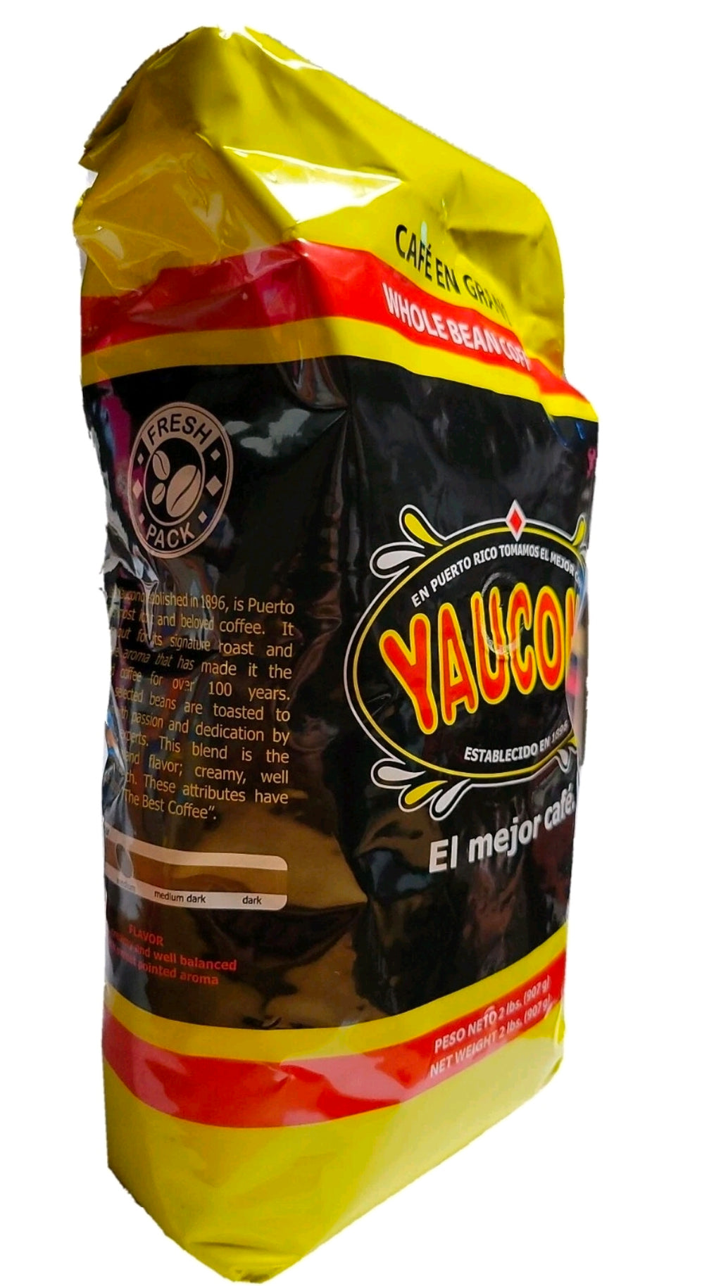 CAFE YAUCONO, MEDIUM ROAST WHOLE BEAN COFFEE 4 Bags 8 Lbs. Total