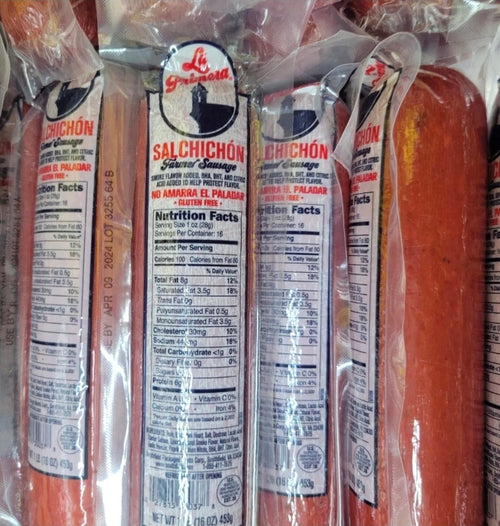 1 Pack SALCHICHON LA PRIMERA  1LB Each One Gluten Free Farmer Sausage
