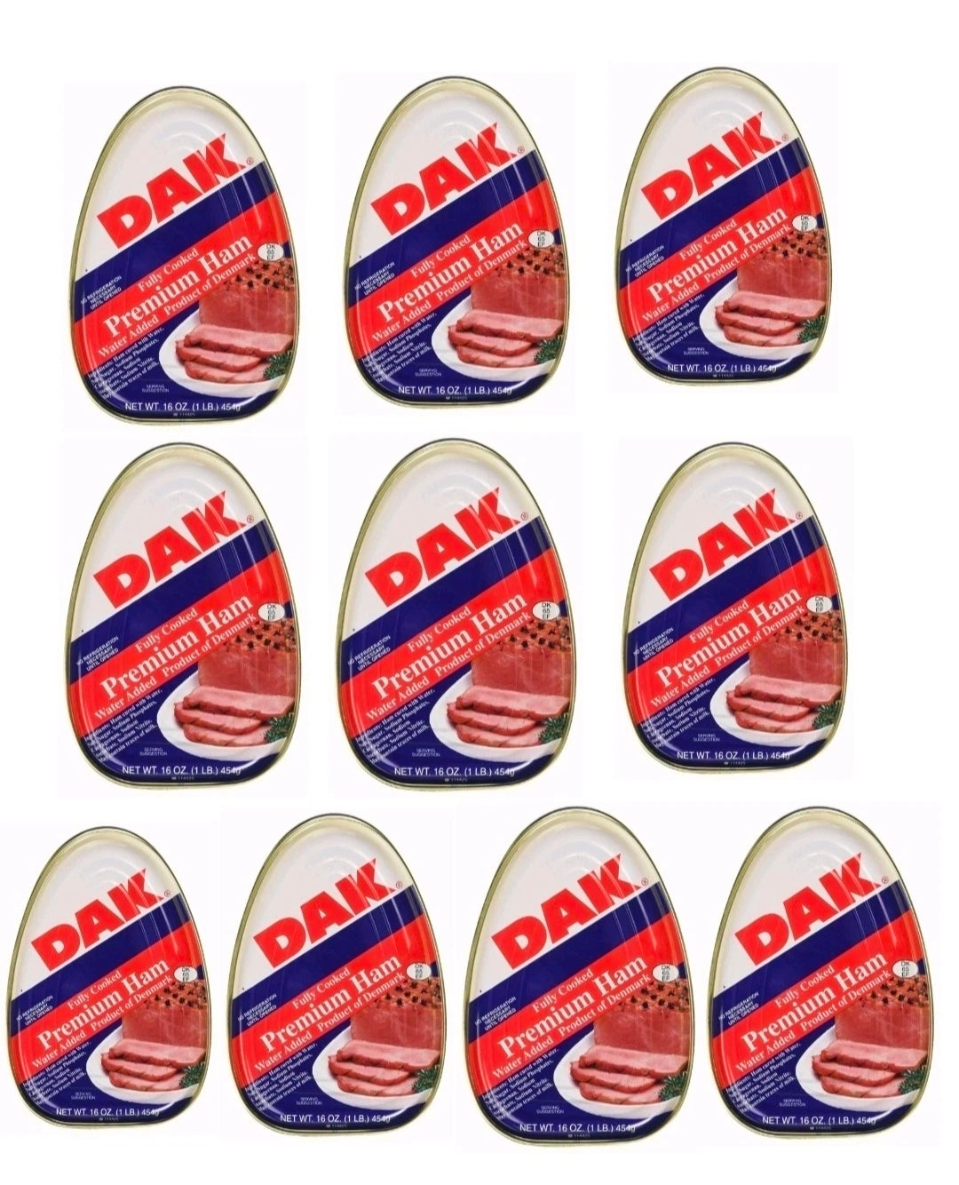 10 PACKS-16oz DAK Premium Ham Fully Cooked water added Ready to eat Picnic Food