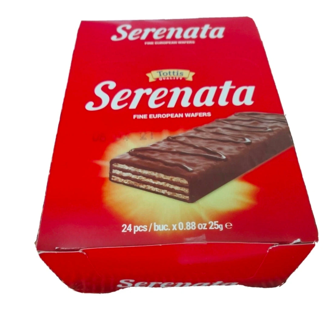 SERENATA VANILLA & CHOCOLATE FINE EURO WAFER GREEK CHOCOLATE BARS (BOX-24 PCS)