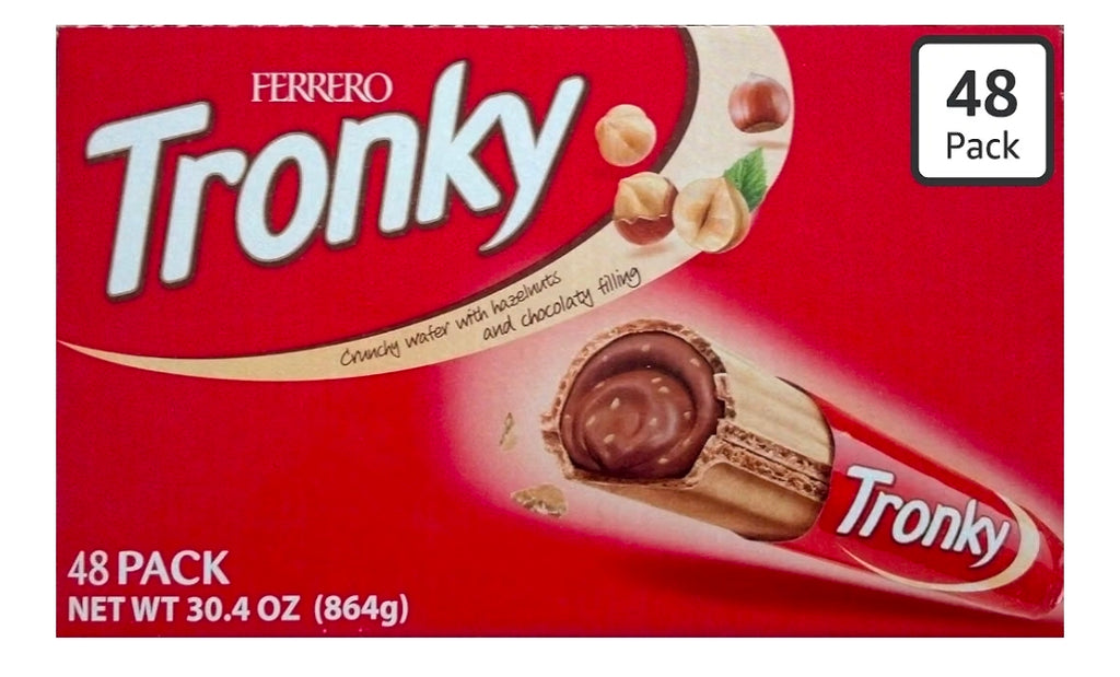 FERRERO TRONKY Crunchy Crispy Wafer with Cocoa Cream and Grain Hazelnuts 1 box-48 individual bars