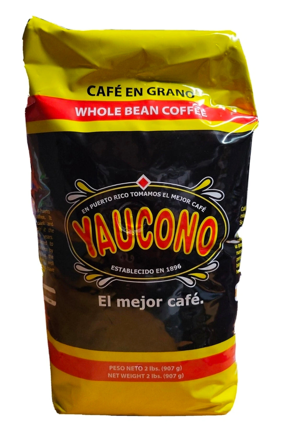 CAFE YAUCONO, MEDIUM ROAST WHOLE BEAN COFFEE 4 Bags 8 Lbs. Total