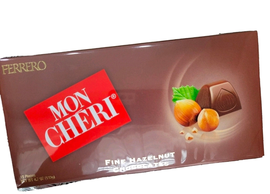 FERRERO MON CHERI FINE CHOCOLATE & HAZELNUTS 2 Packs of 15 PCS each pack Freshness Guaranteed!