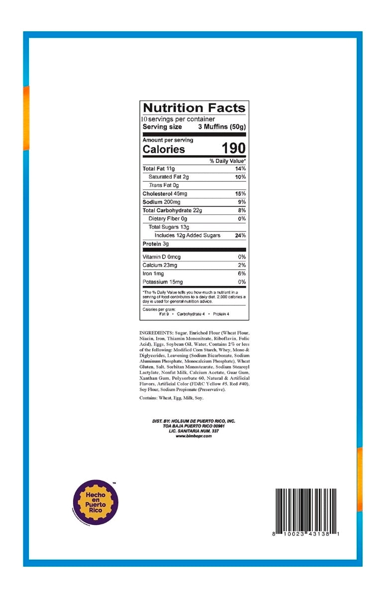 MINI BIMBO CAKES VANILLA CAKES FAMILY PACK 10 PKS  1.75oz.