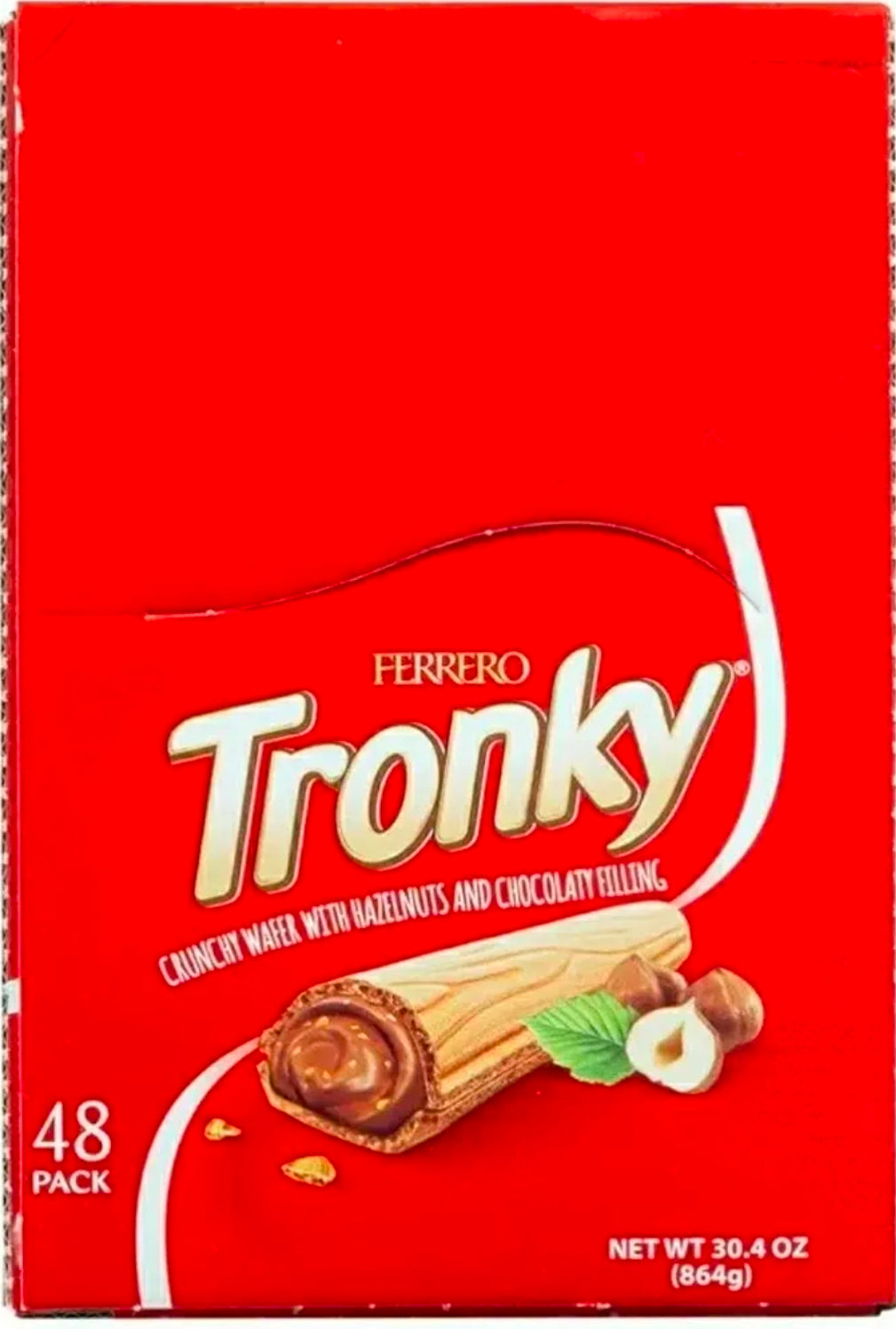 FERRERO TRONKY Crunchy Crispy Wafer with Cocoa Cream and Grain Hazelnuts 1 box-48 individual bars