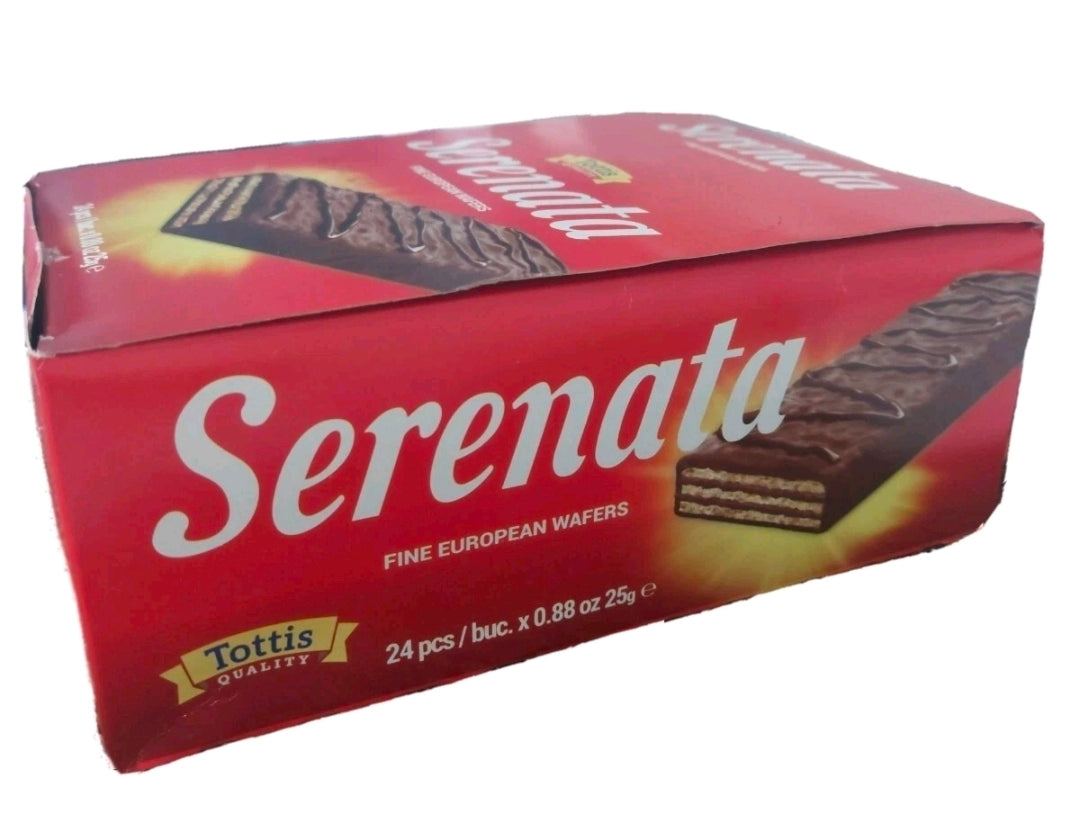 SERENATA VANILLA & CHOCOLATE FINE EURO WAFER GREEK CHOCOLATE BARS (BOX-24 PCS)
