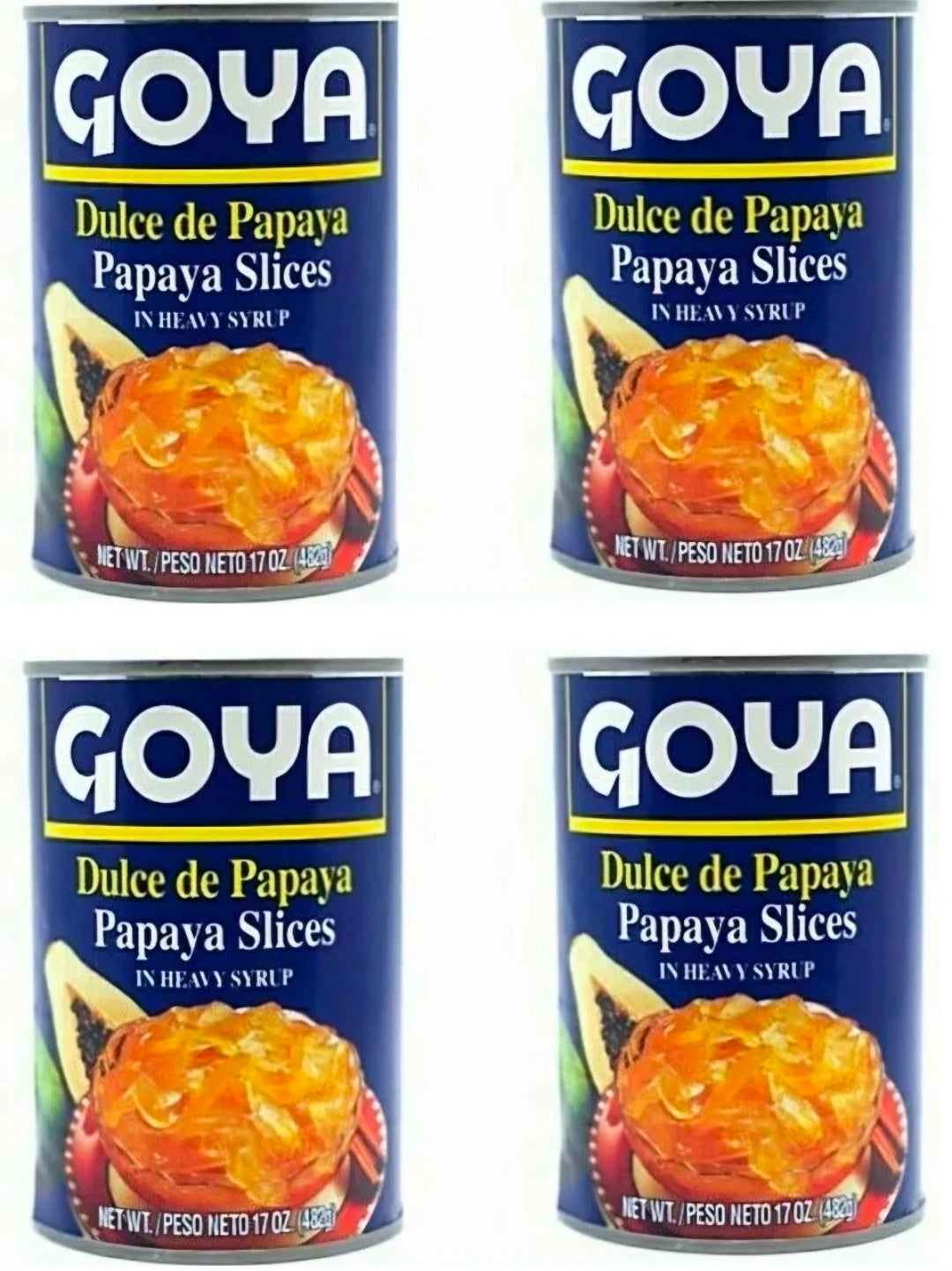 4 CANS 17OZ GOYA PAPAYA In SLICES & SYRUP DULCE DE PAPAYA FRESHNESS GUARANTEED!