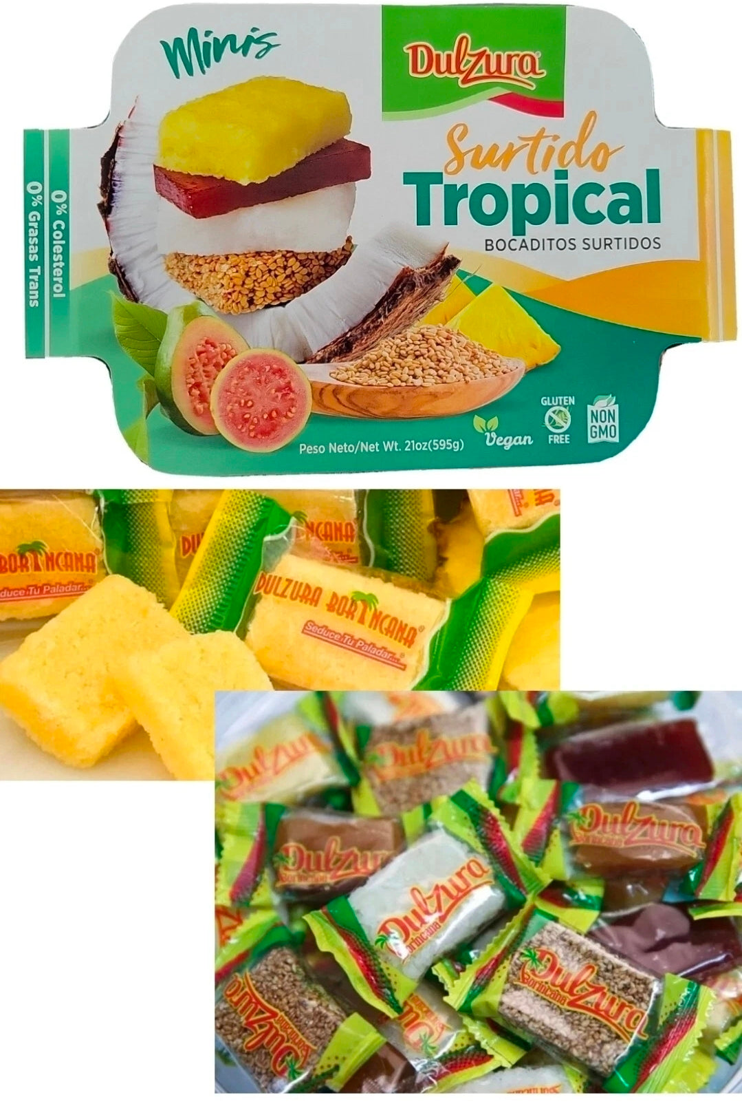DULZURA PUERTO RICAN VARIETY CANDIES Flax Seed  Coconut Pineapple sesame Seed 21 oz. Family Pack