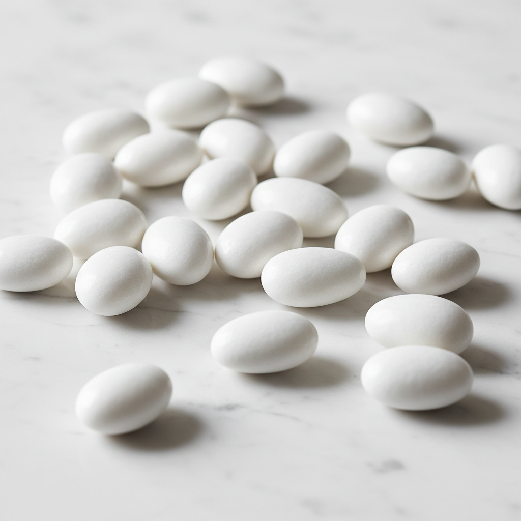 Confetti White Jordan Almonds- Thin Shelled- White Hard Candy - Coated Roasted Almonds